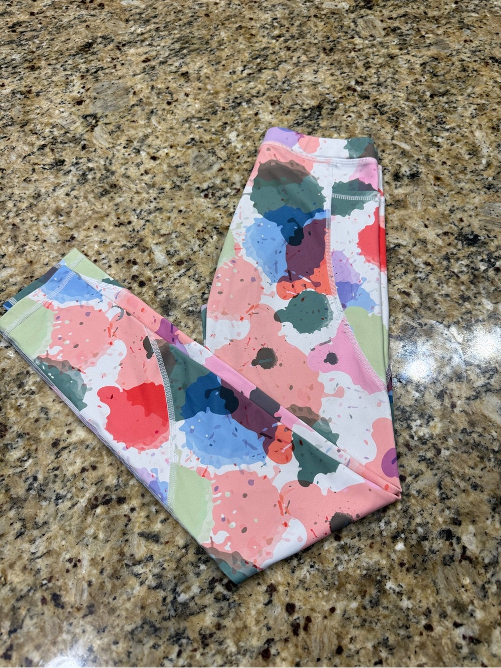 ZYIA Girls' Paint Splotch Print Leggings in Pink, Blue, Green & Coral